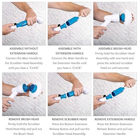3-in-1 Cordless Electric Spin Scrubber – Extendable Cleaning Brush