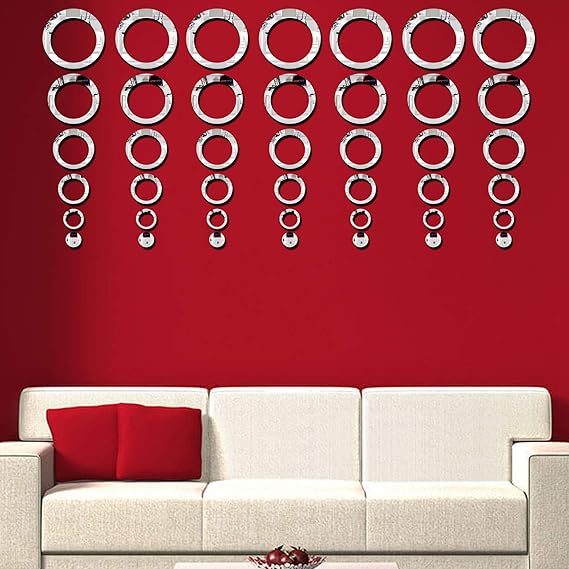 3D Ring 42 Silver Acrylic Mirror for Wall Decor