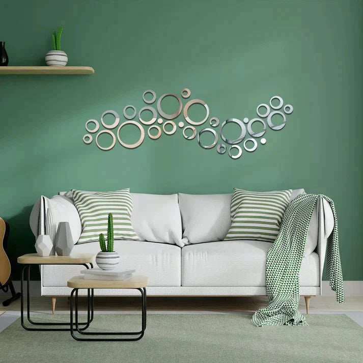 3D Ring 42 Silver Acrylic Mirror for Wall Decor