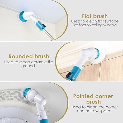 3-in-1 Cordless Electric Spin Scrubber – Extendable Cleaning Brush