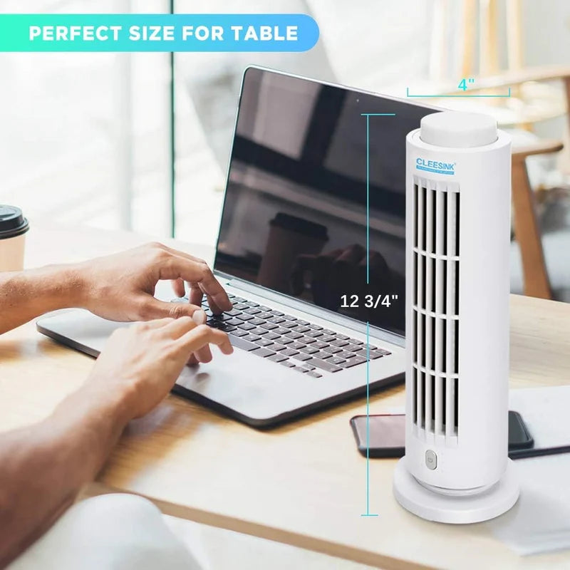 AMOI Portable Bladeless Tower Fan – USB Rechargeable