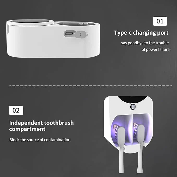 Double Automatic UV Toothbrush Sanitizing Box – USB Rechargeable