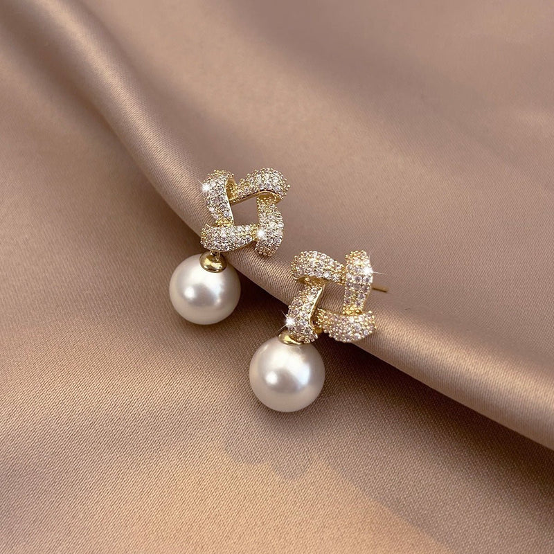 Elegant Niche Square Pearl Stud Earrings for Women