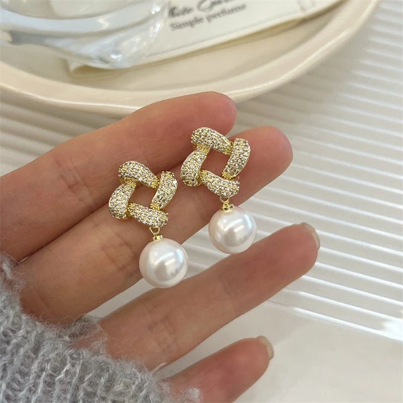 Elegant Niche Square Pearl Stud Earrings for Women