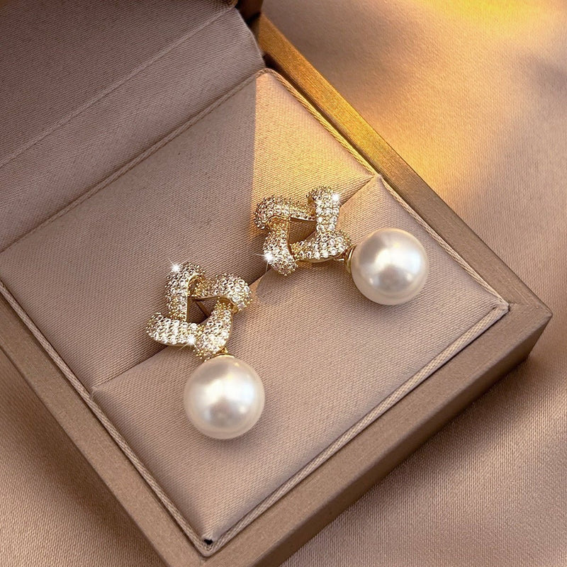 Elegant Niche Square Pearl Stud Earrings for Women