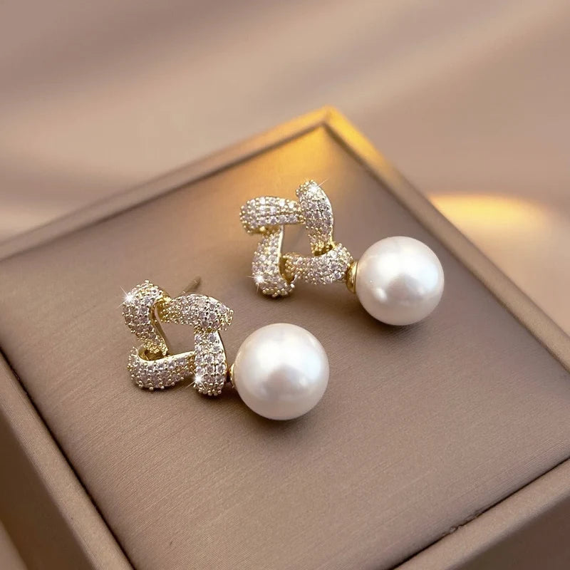 Elegant Niche Square Pearl Stud Earrings for Women