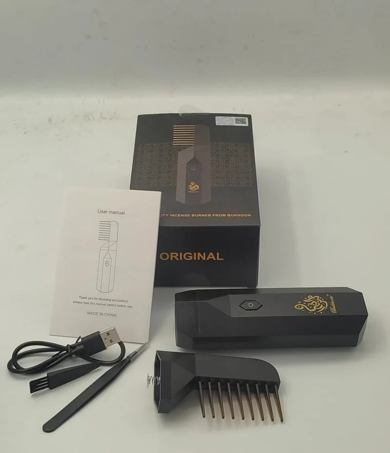 2-in-1 Electric Hair Bakhoor Comb – USB Rechargeable Incense Burner