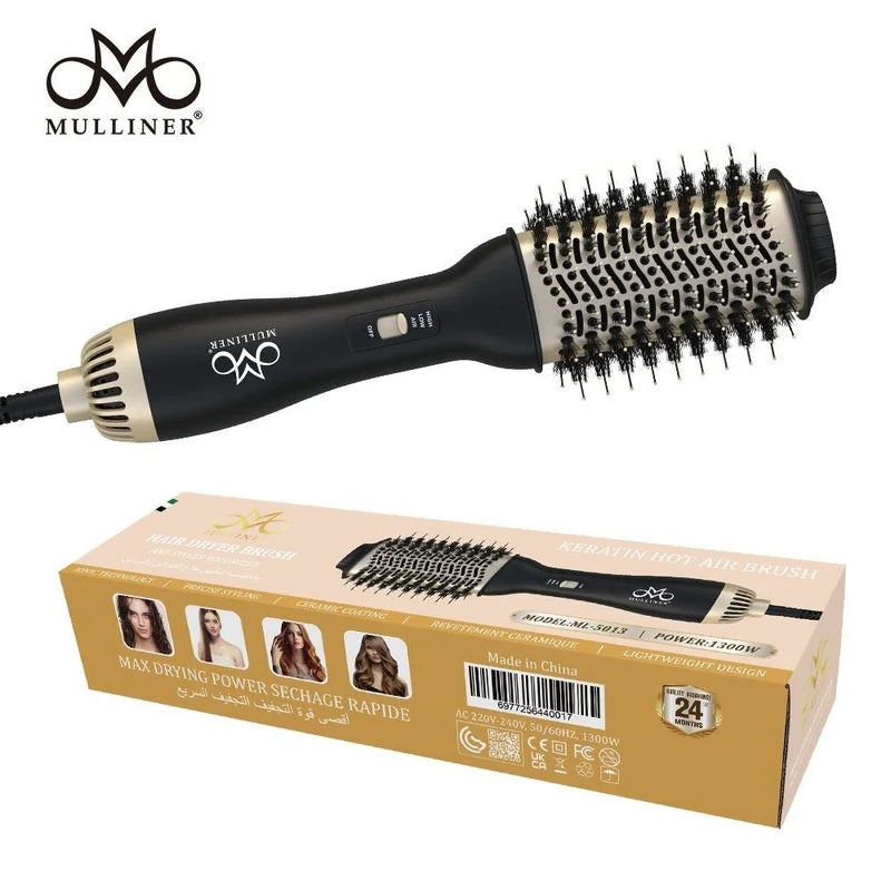 MULLINER Keratin Hot Air Brush – 2-in-1 Hair Dryer & Volumizer