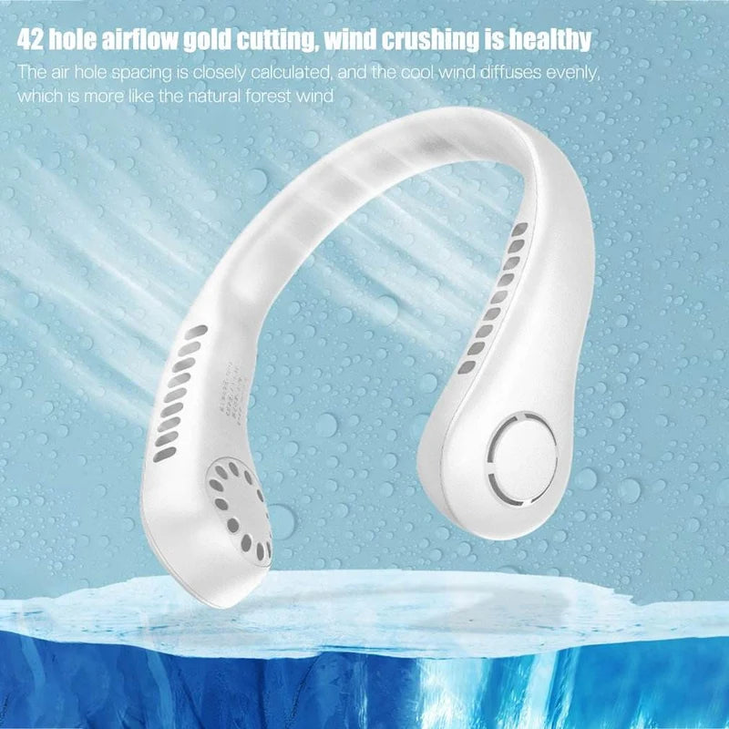 Vaneless Neck Hanging Fan – Rechargeable Hands-Free Cooling