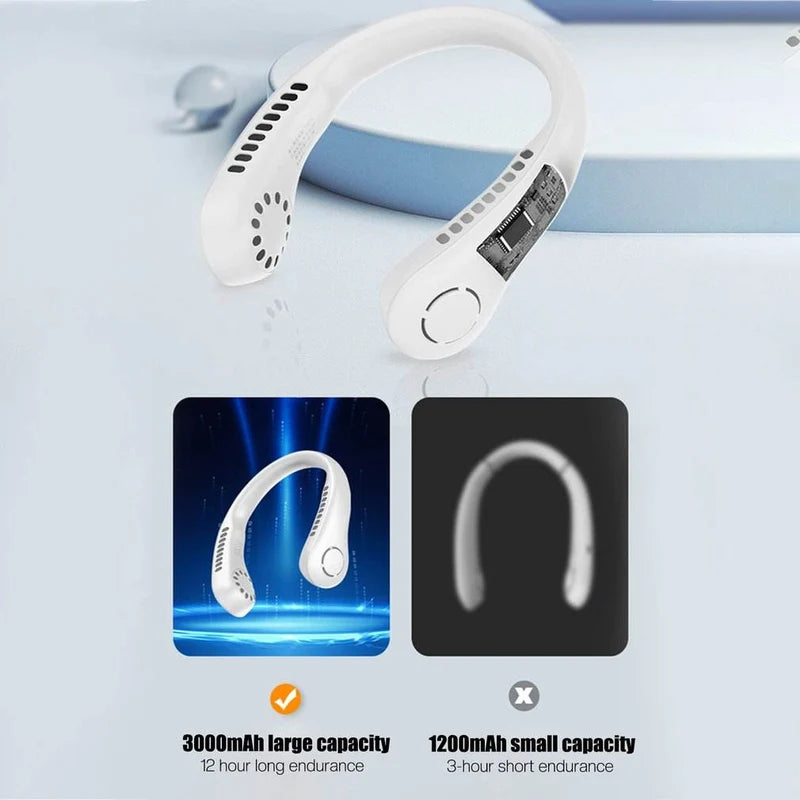 Vaneless Neck Hanging Fan – Rechargeable Hands-Free Cooling