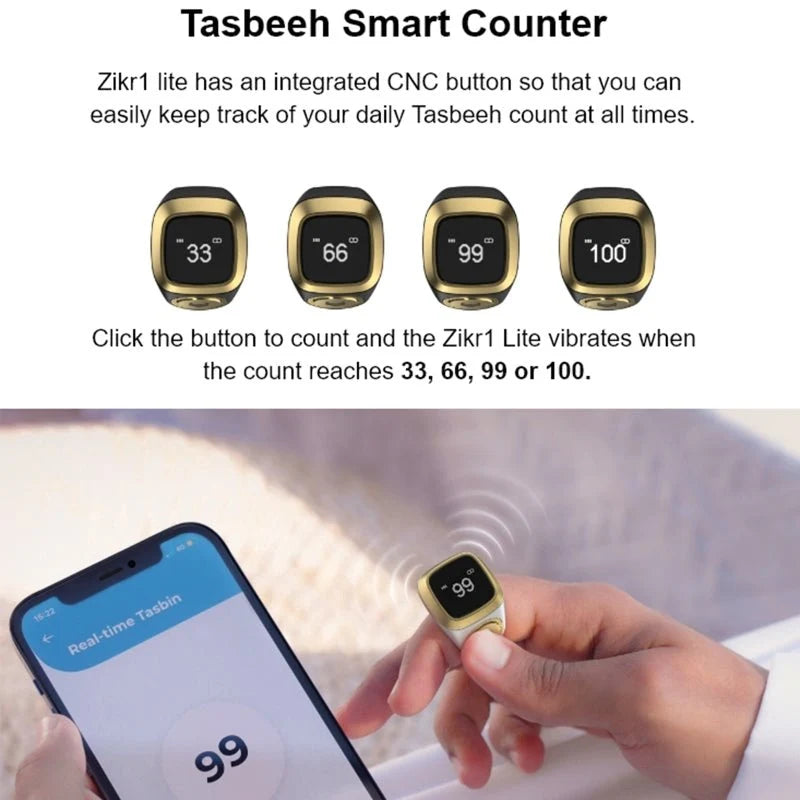 Smart Zikr Ring with Digital Tasbeeh Counter & OLED Display