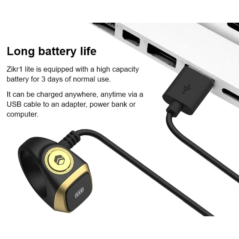 Smart Zikr Ring with Digital Tasbeeh Counter & OLED Display